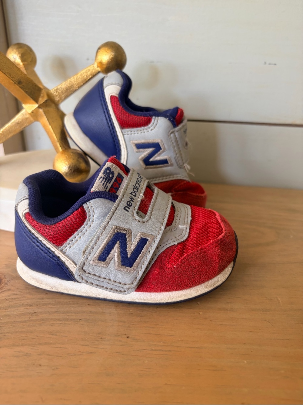 New Balance 996 Toddler Sneakers Red White Blue Velcro Size 6 US